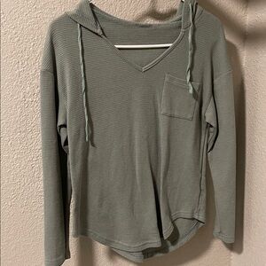SHEIN Sage Green V-Neck Hoodie